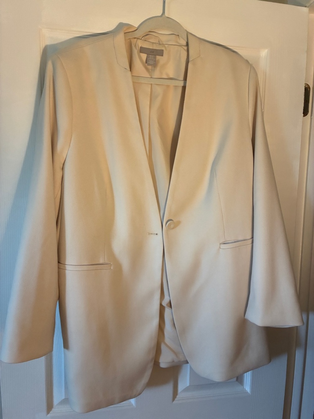H&M Cream Longline Open Collar Blazer